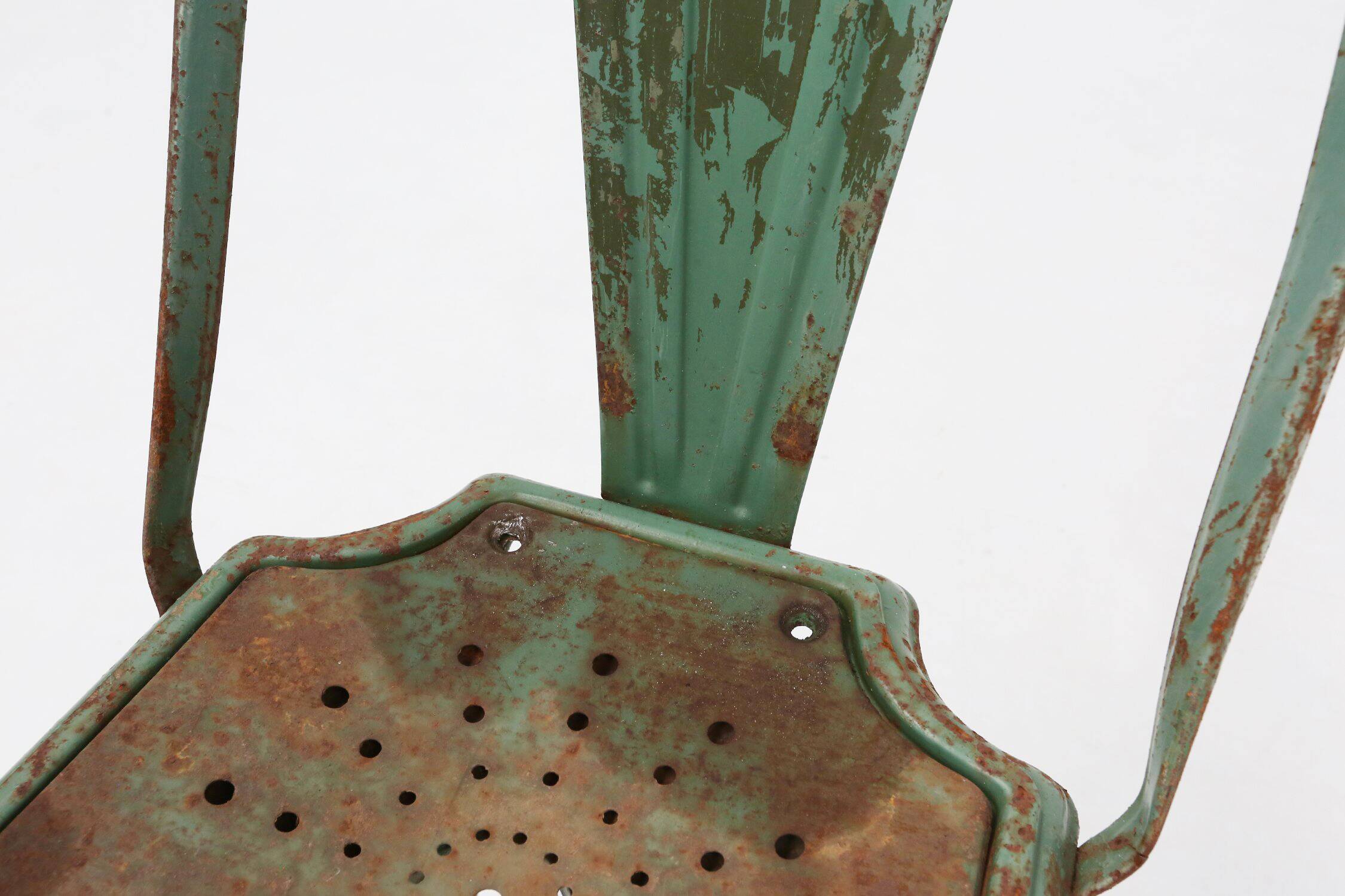 Set of 4 Vintage green Model A Chairs from Tolix, France, 1950s