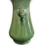 Green cracked ceramic vase Elephant Handles China XXth