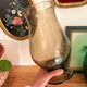 Smoky brown bubbled glass vase – flared tulip shape – vintage year