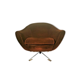 Mid Century 1960s/70s Brown Swivel Tub Chair