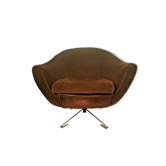 Mid Century 1960s/70s Brown Swivel Tub Chair