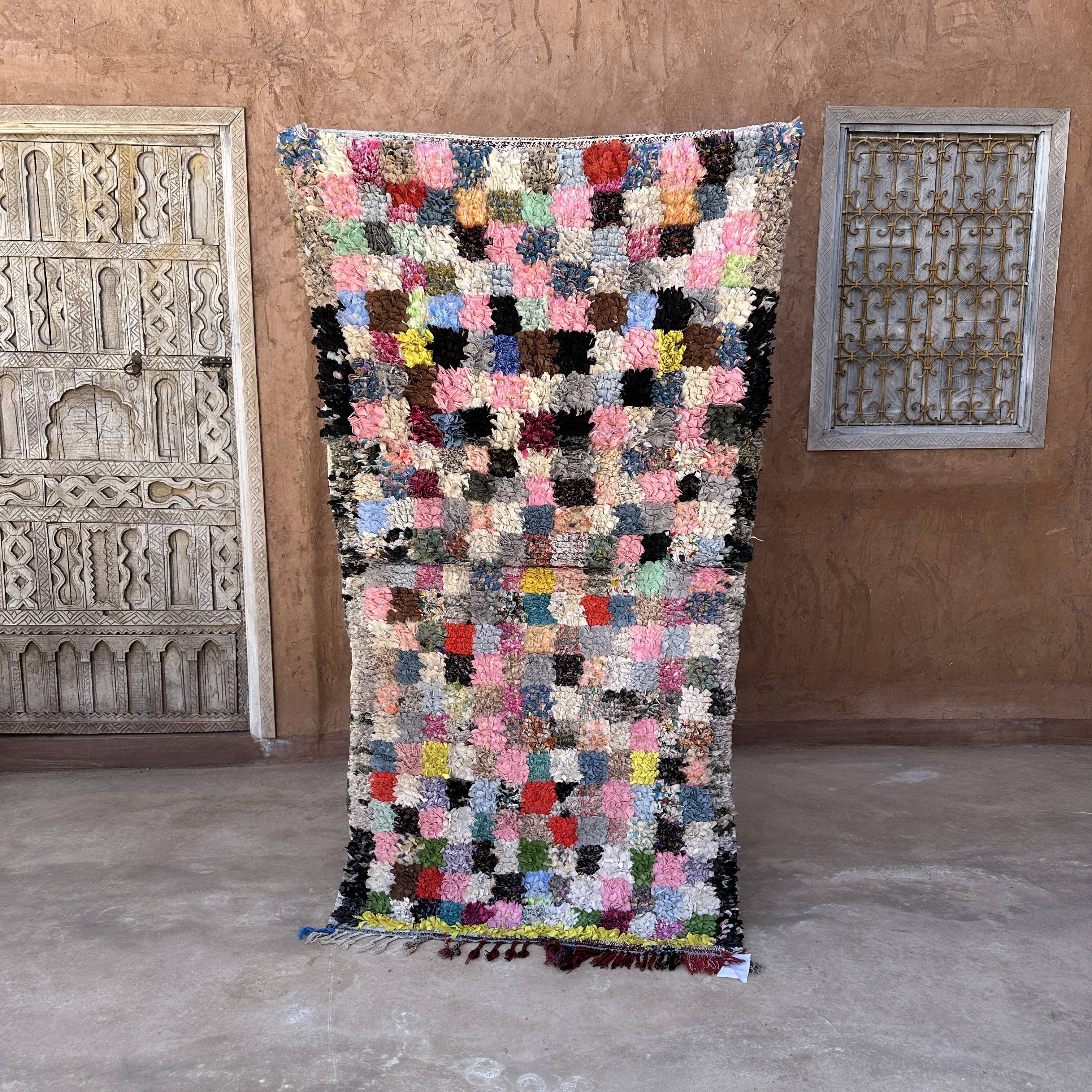 Moroccan Boucherouite Carpet - 106 x 188 cm