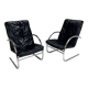 Set of 2 postmodern leather lounge chairs, 1980s