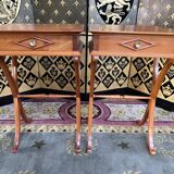Pair of Directoire style winding bedside tables