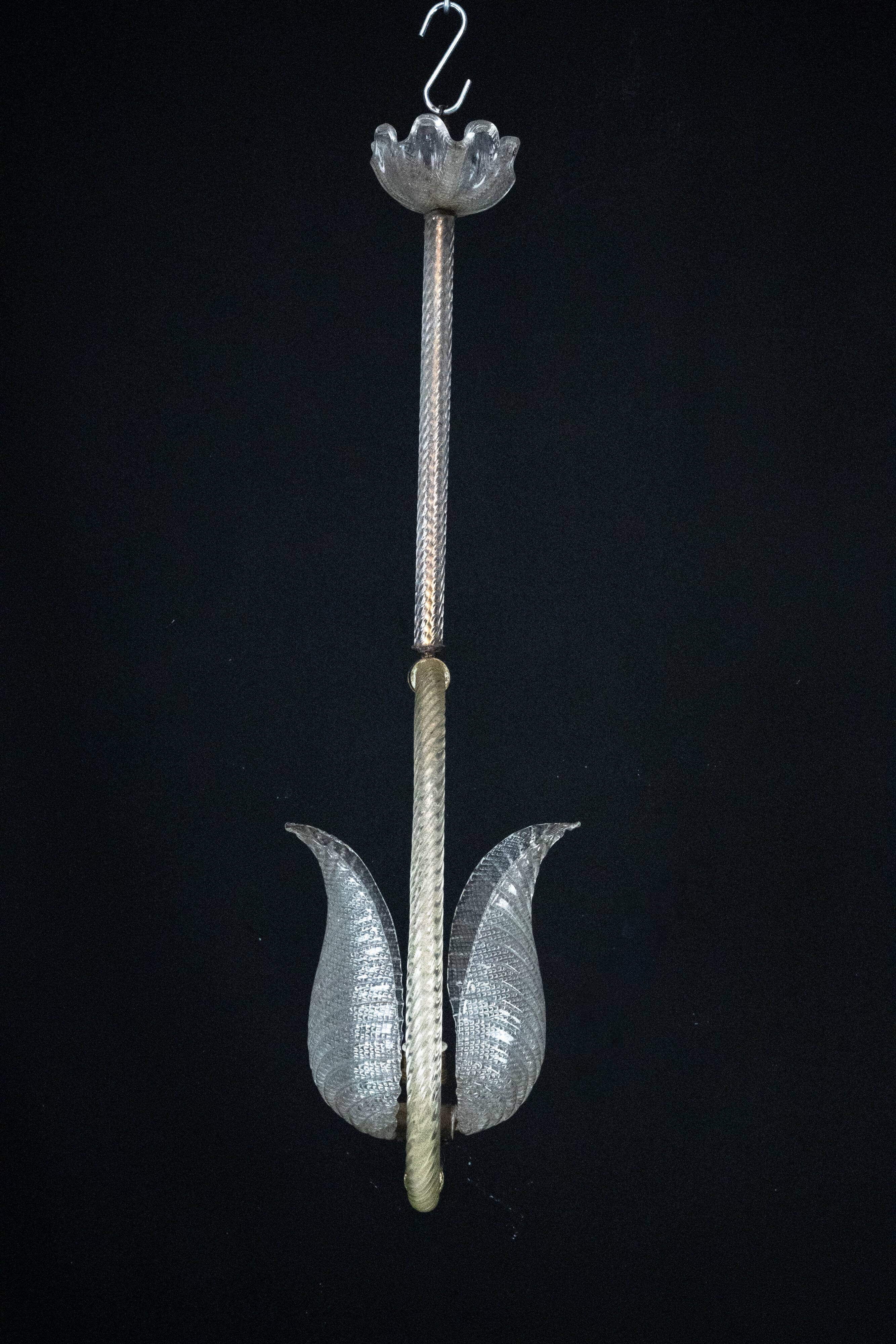 Ercole Barovier Murano glass chandelier. Italy 1940s