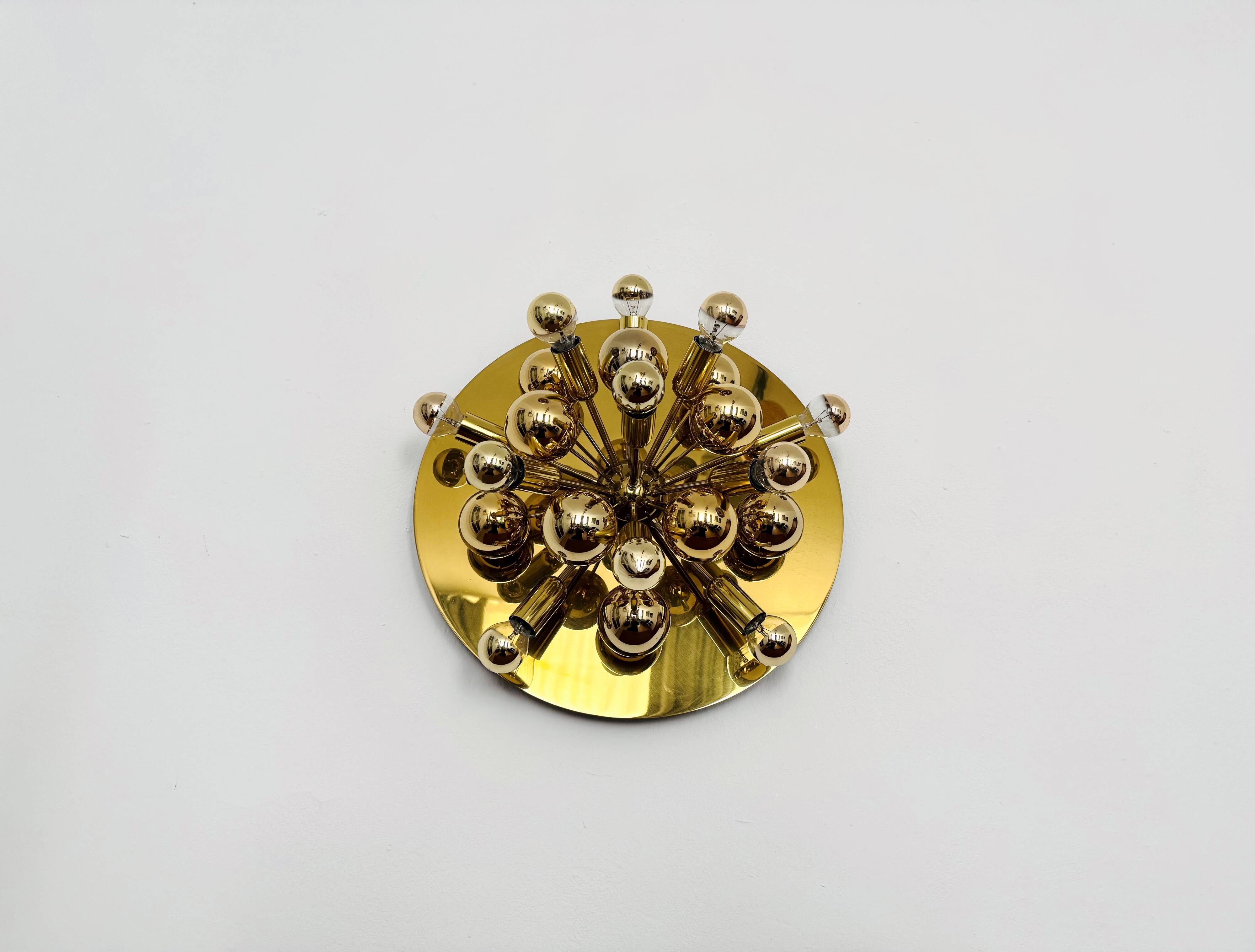Set of 2 Amazing Golden Sputnik Wall or Flush Lamps by Cosack