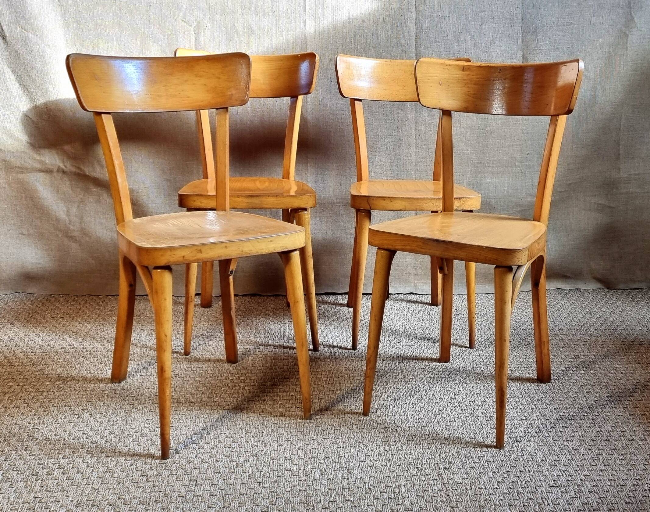 4 60s bistro chairs in bentwood
