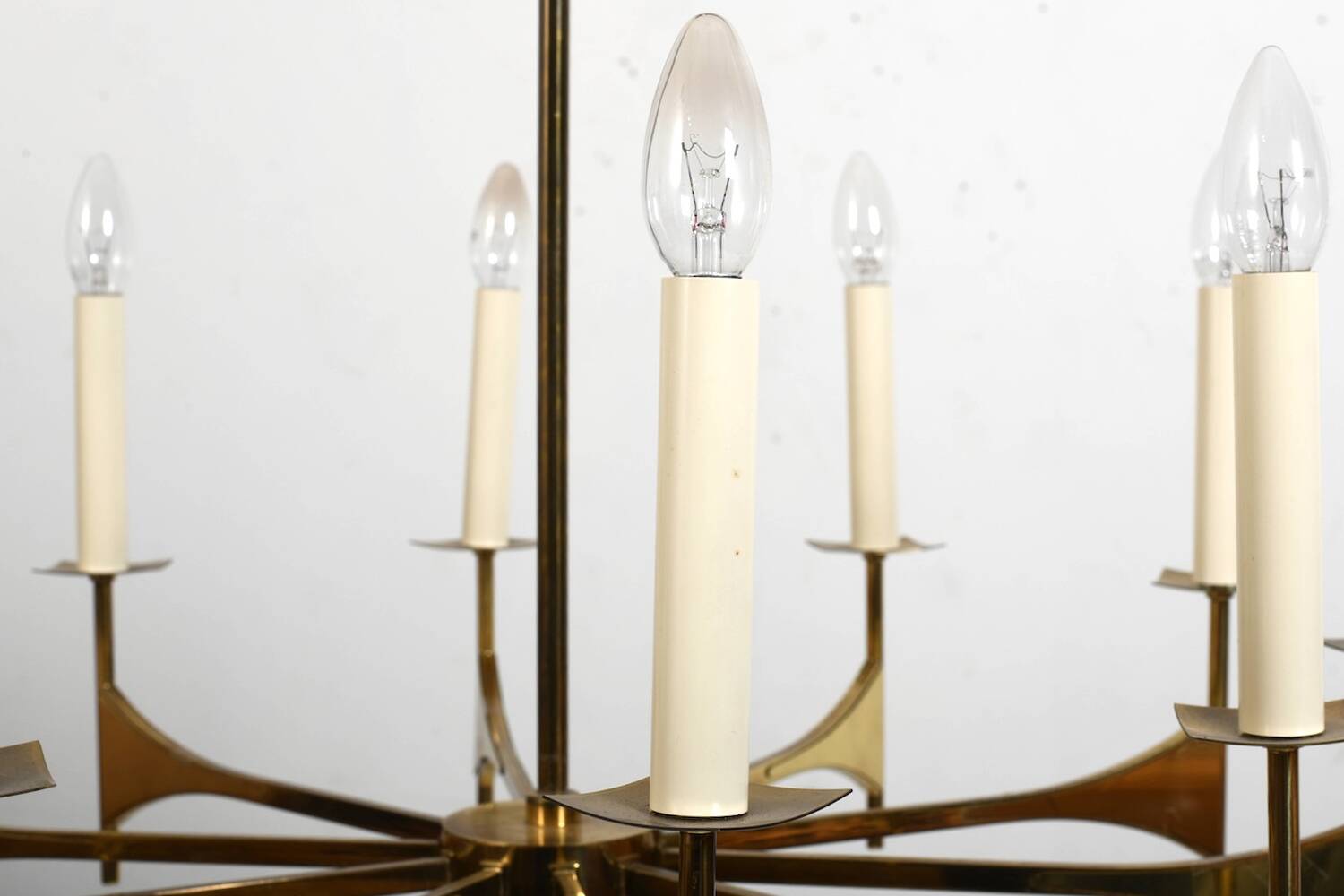 High Quality Ten Armed Brass Chandelier 1960s.