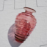 Pink molded glass vase