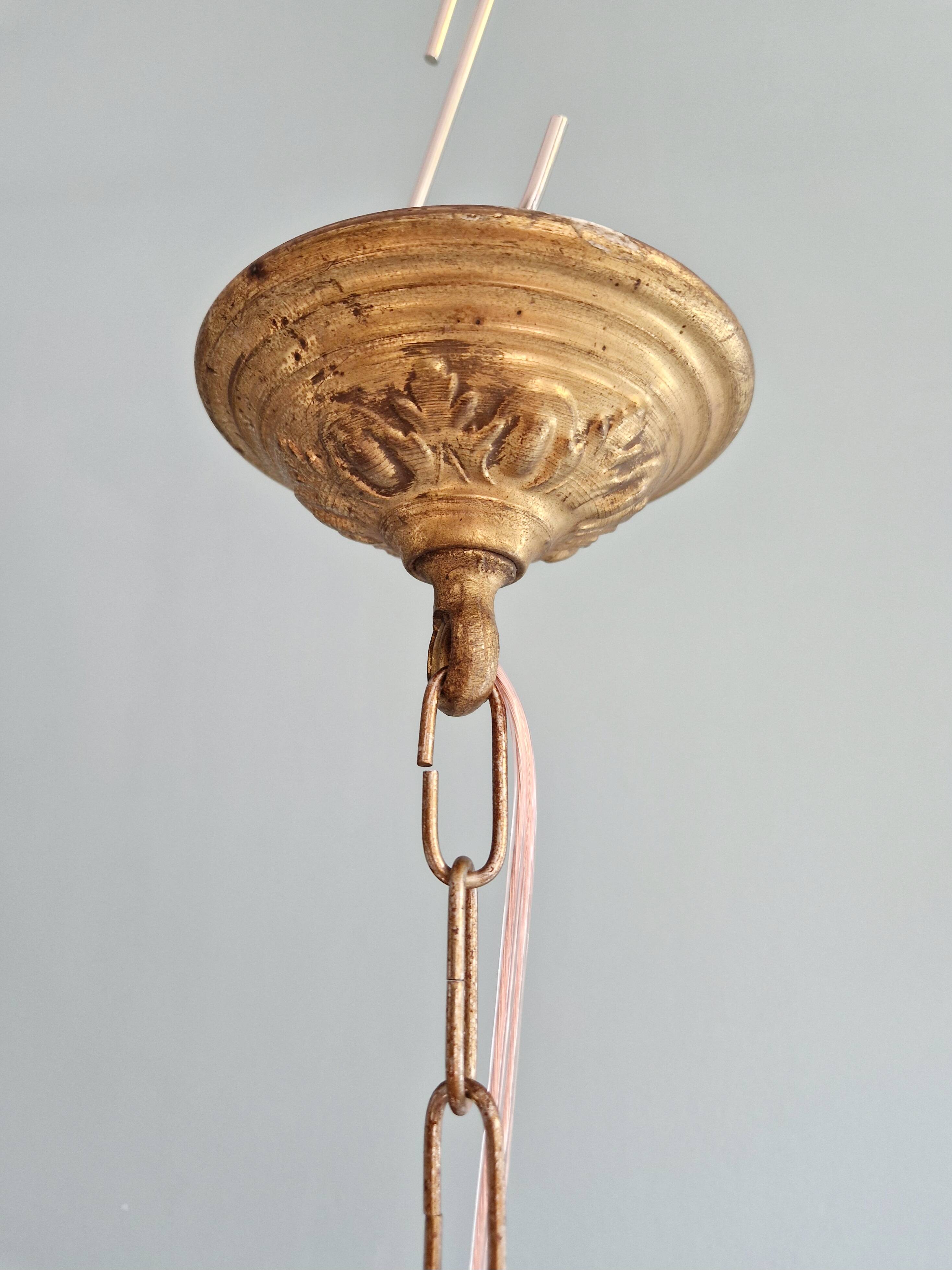 Art Deco pendant light in faceted satin glass, 1920s