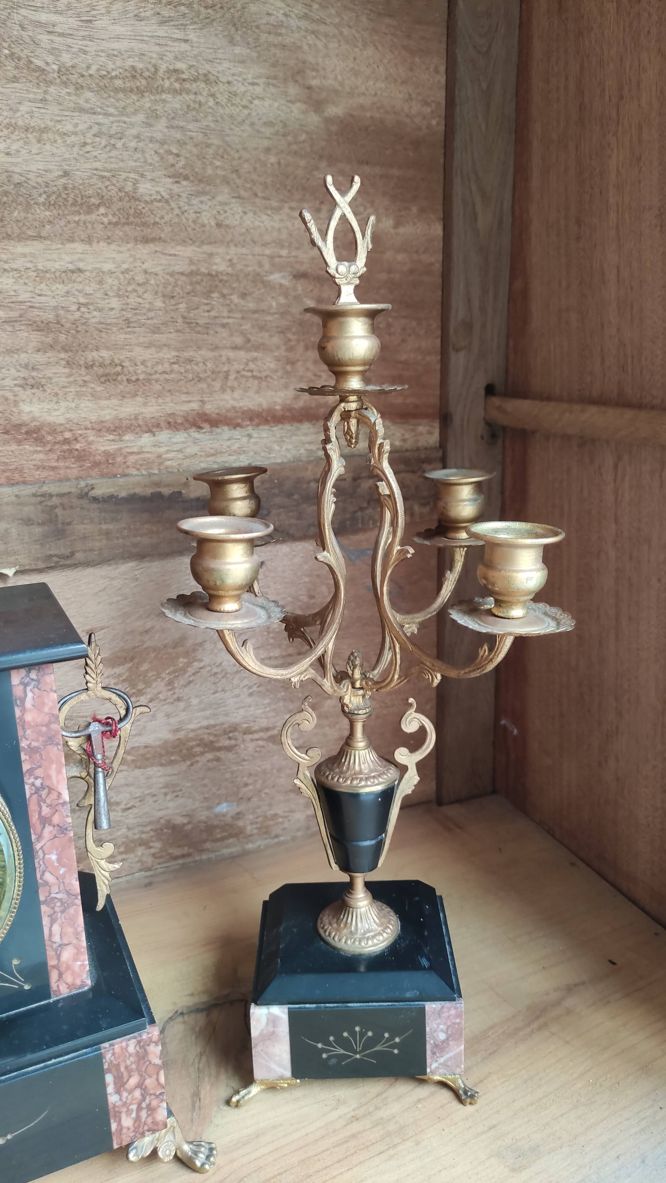 Old fireplace set period Napoleon III clock clock chandeliers