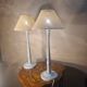 pair of grey-blue lacquered wooden bedside lamps 48x25 compliant with electrical standards