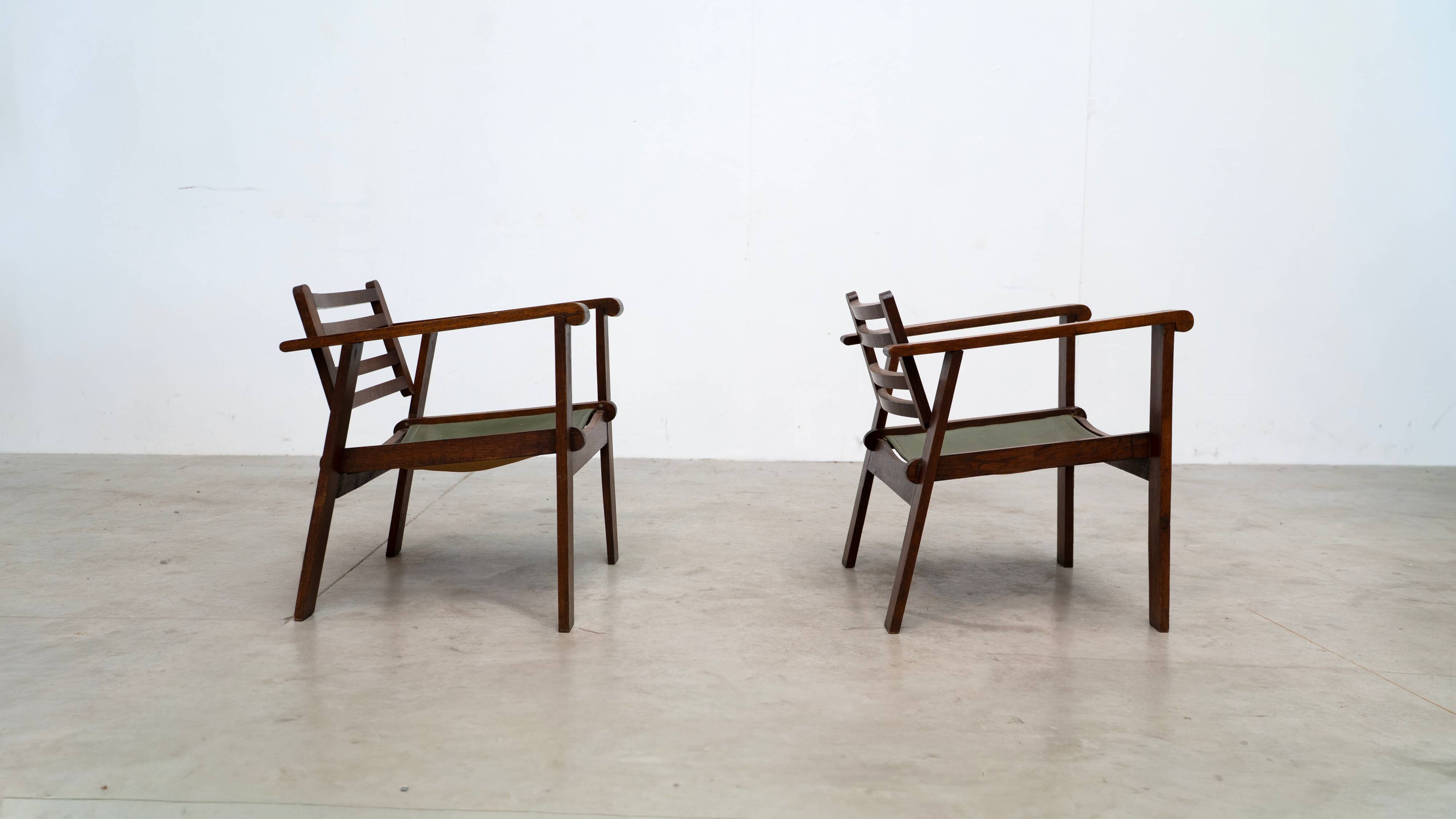Set of two early French lounge chairs
