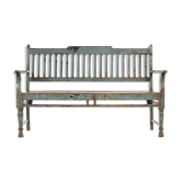 Wooden bench with blue patina