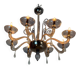 Venetian chandelier in two-tone grey/blue Murano glass with gilding, circa 1990.