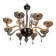 Venetian chandelier in two-tone grey/blue Murano glass with gilding, circa 1990.