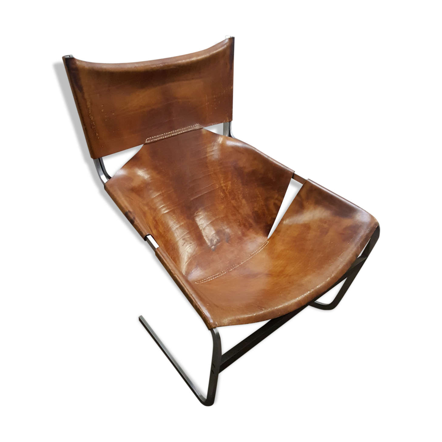 Vintage F444 leather armchair by Pierre Paulin