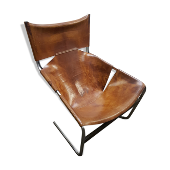 Vintage F444 leather armchair by Pierre Paulin