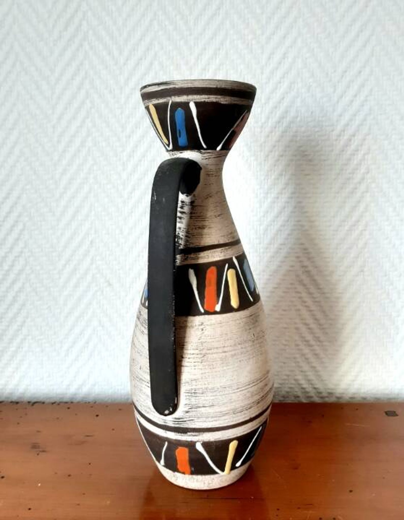 Vase en céramique graphique, West Germany, vers 1970