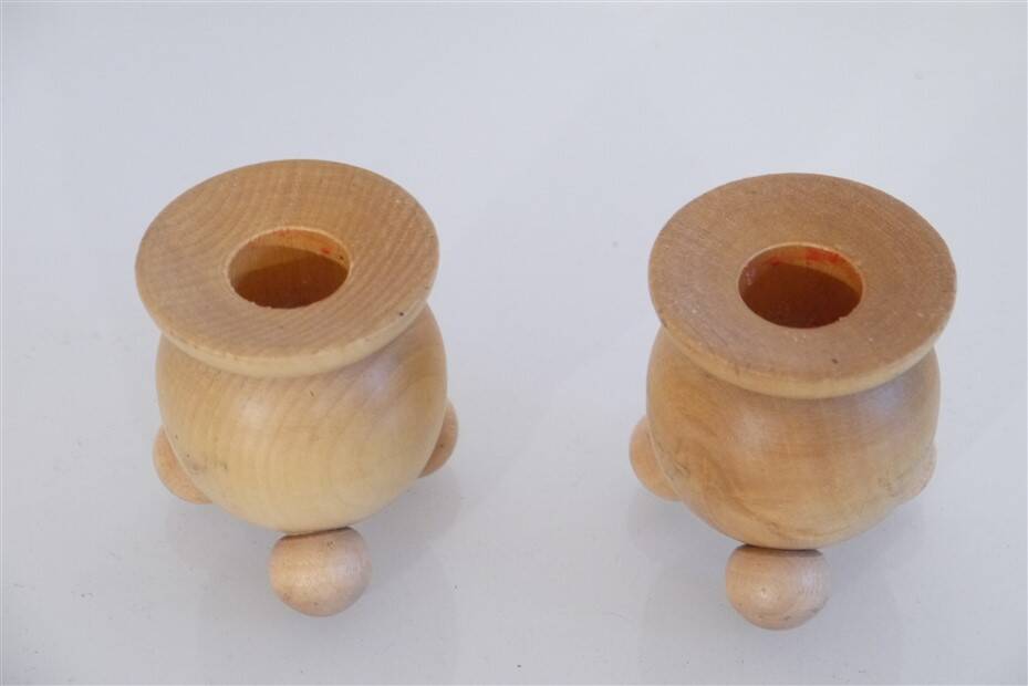Pair of Swedish wooden candlesticks 1960