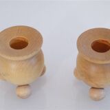 Pair of Swedish wooden candlesticks 1960