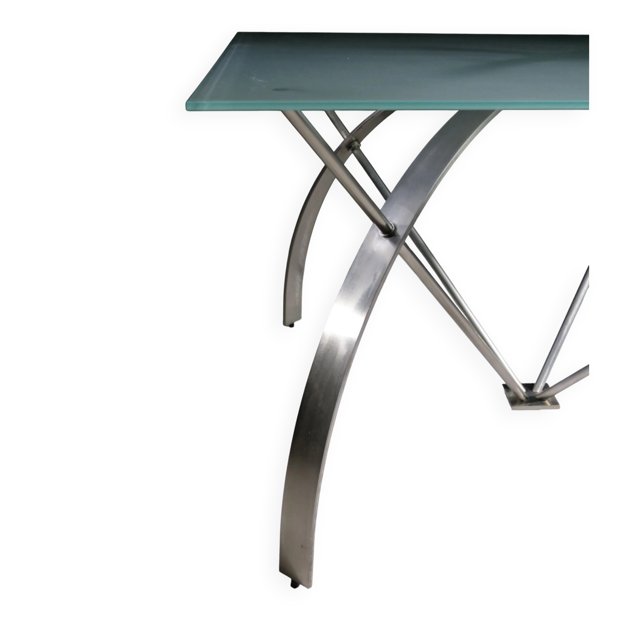 Belgo Chrom dining table, glass top