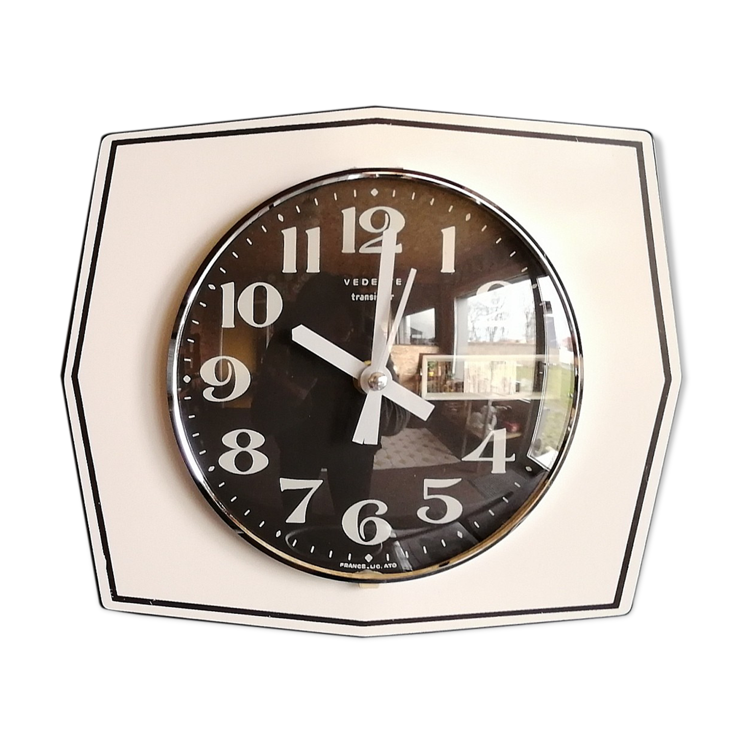 Horloge vintage pendule murale "vedette noir & blanc"