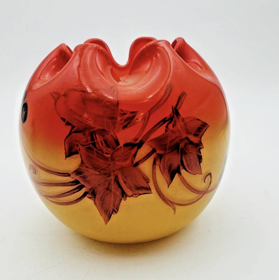 Orange glass paste vase from the 1930s signed DS