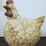 Poule en grès craquelé