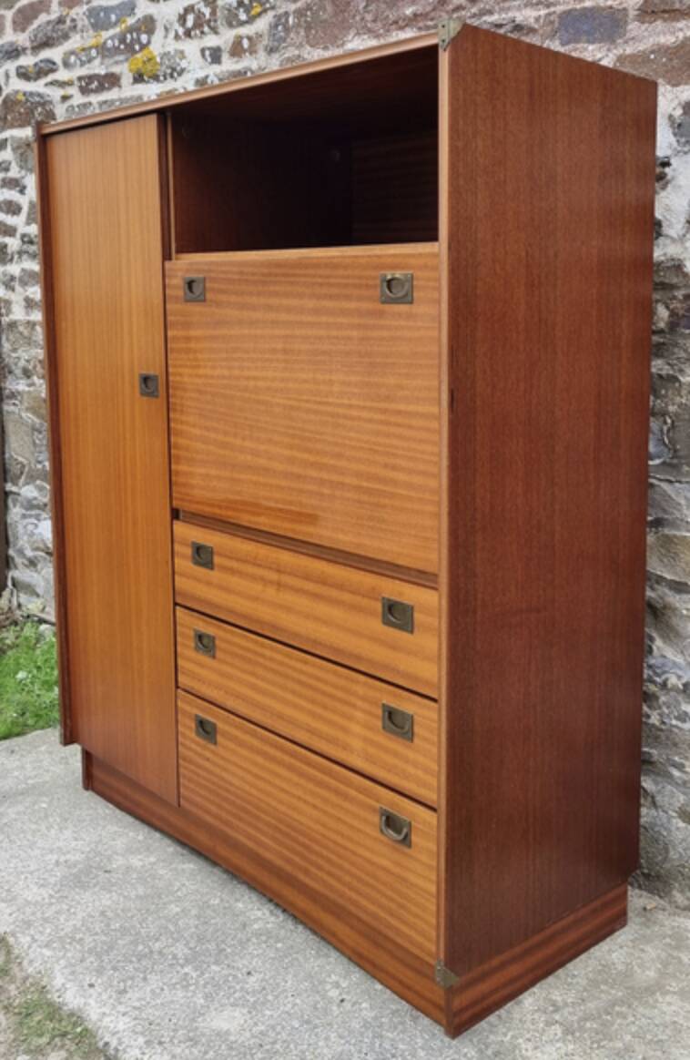 Secretary wardrobe Maison Gautier teak – multifunctional vintage furniture from the 60s