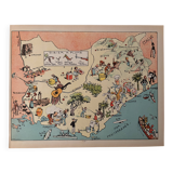 Vintage poster, illustrated map of Provence, 1939 - JP Pinchon