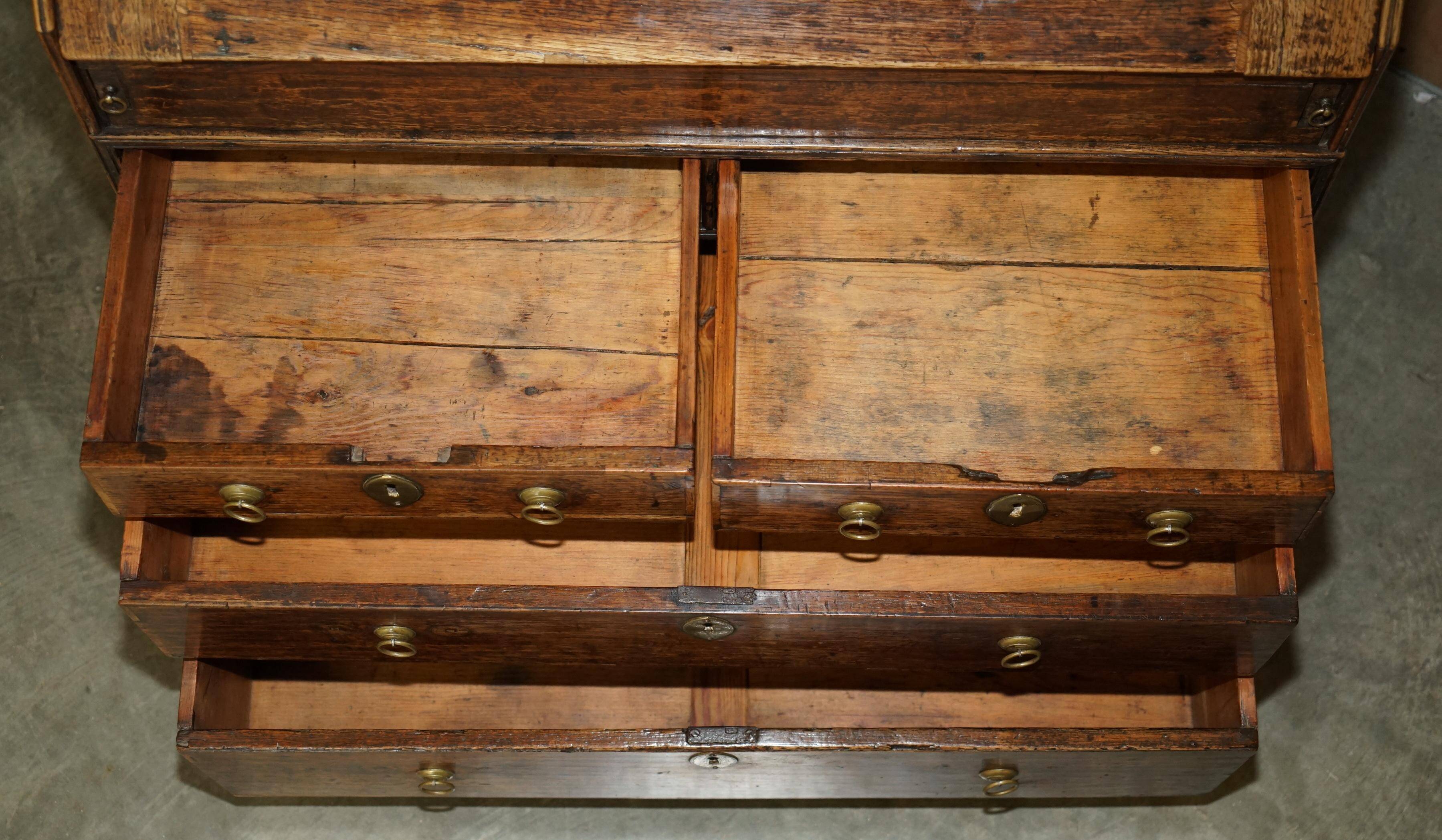 Ancient Georgian writing desk circa 1760 with a leather top.