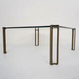 Table basse carrée en laiton et verre par Peter Ghyczy pour Ghyczy, années 1970