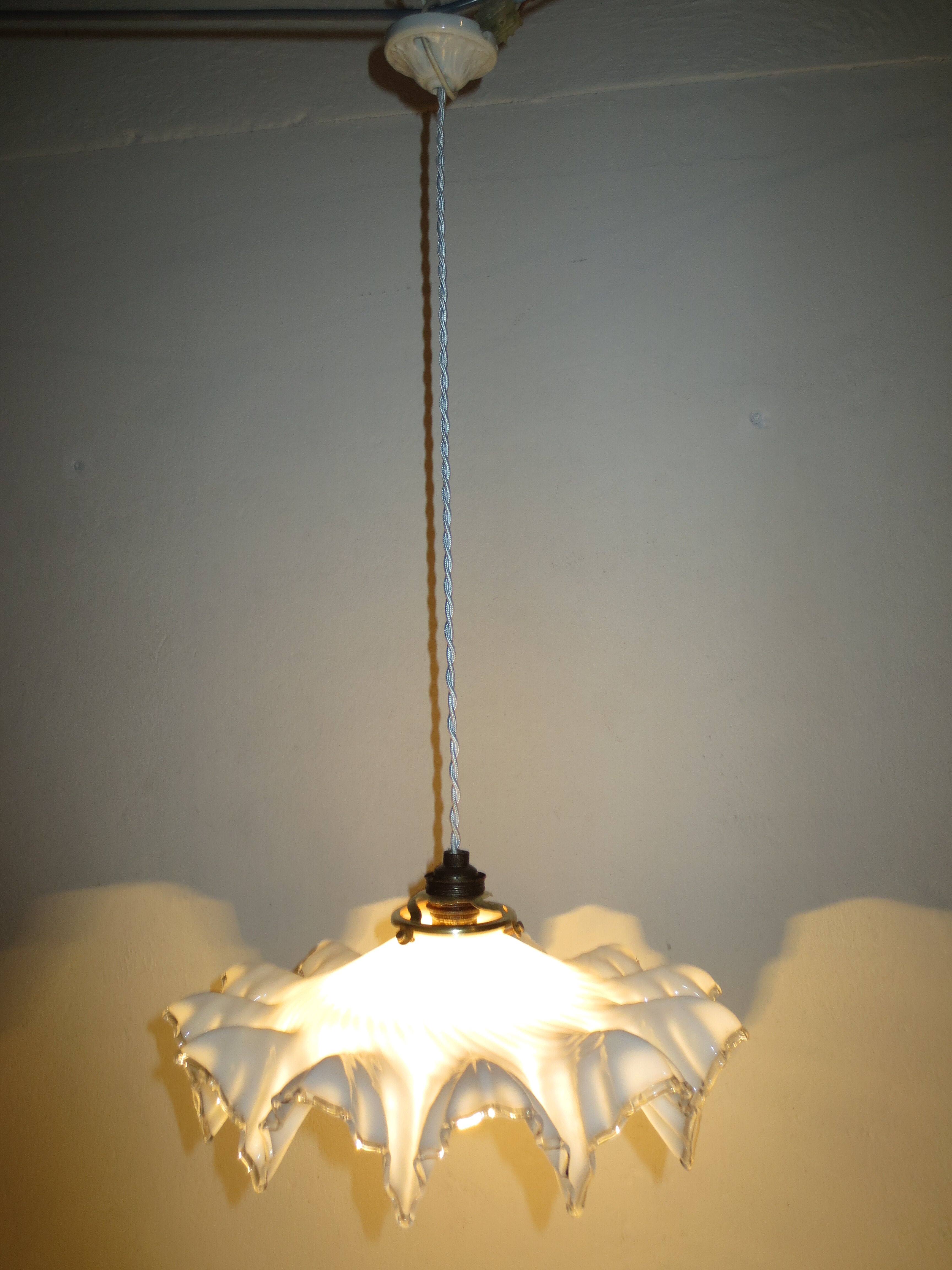 Old porcelain hanging and white opaline
