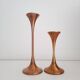 2 Danish solid brass trumpet candlesticks