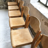 6 80s beech chairs