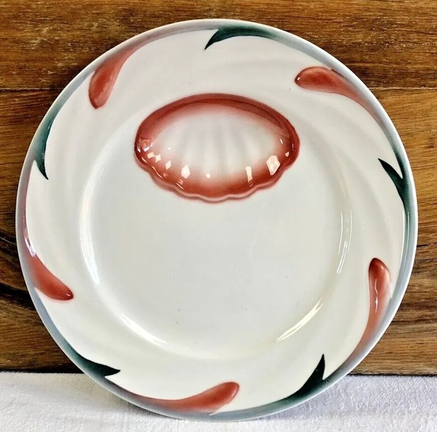 Set of 6 old Digoin Sarreguemines asparagus slushie plates