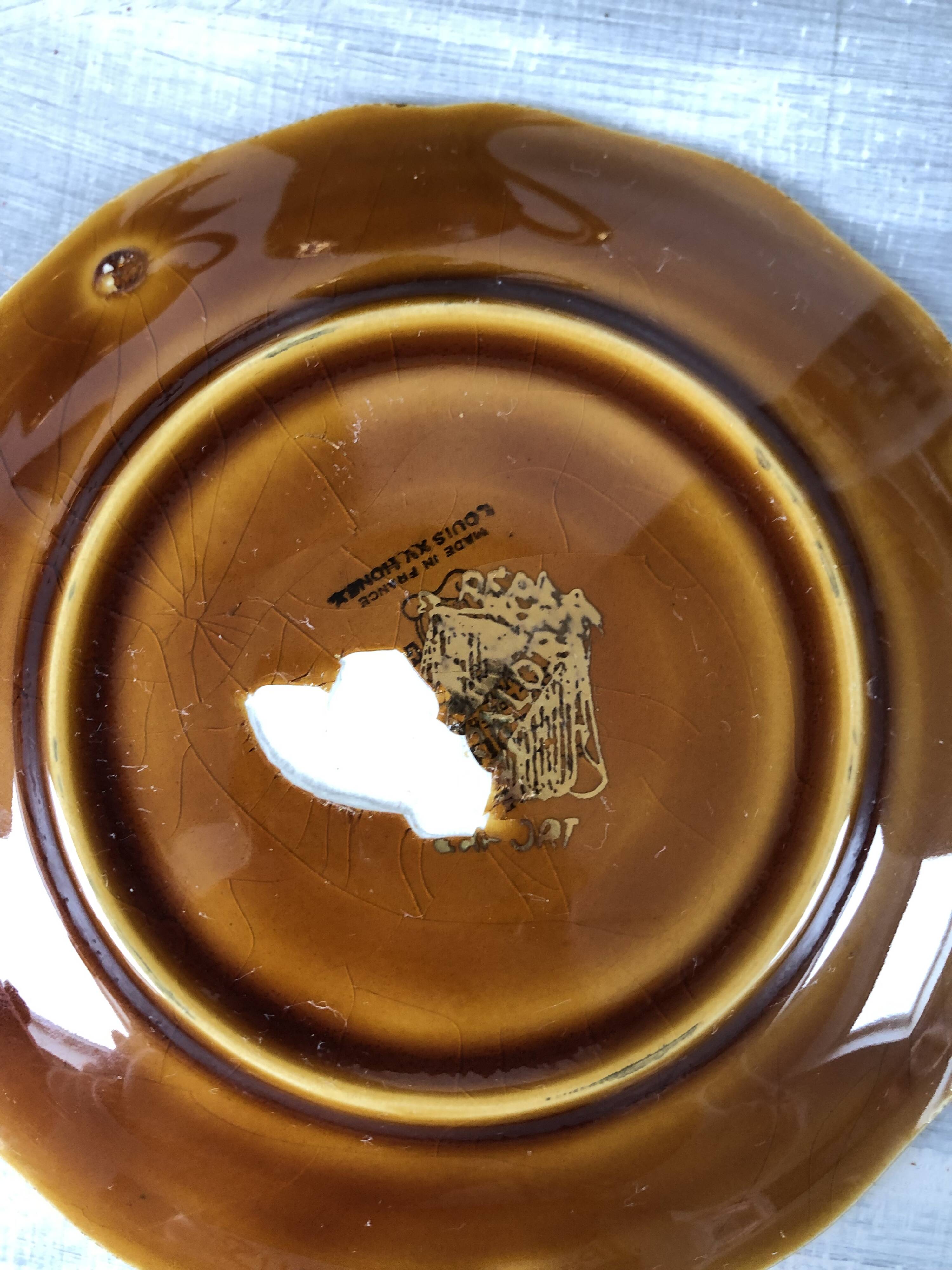 Vintage set of 4 cups and saucers with defects Lunéville Louis XV Honey