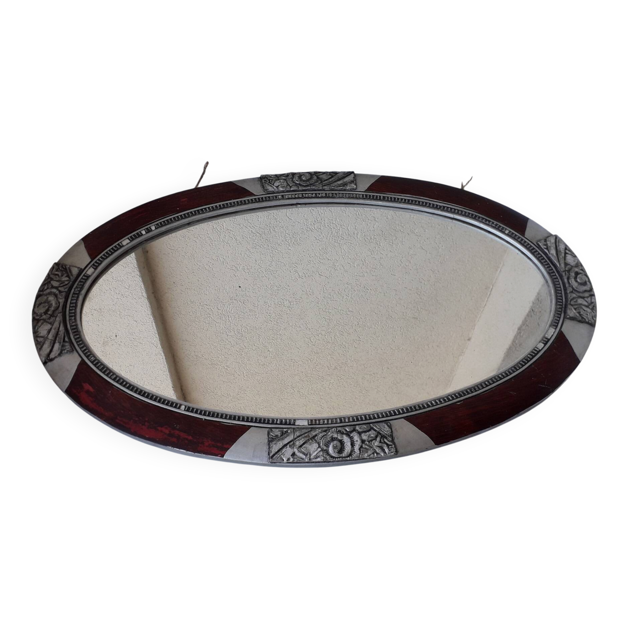 Oval wooden mirror