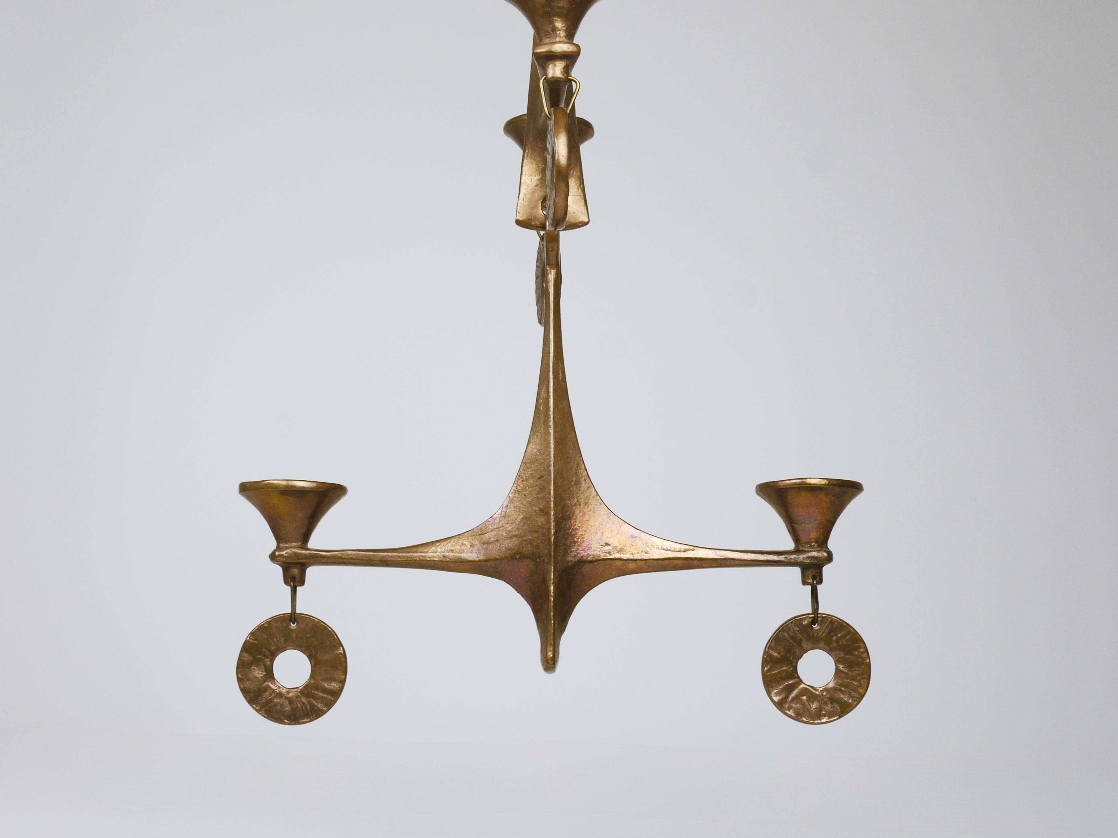 Grand Chandelier Suspended Candelabrum Brutalist Michael Harjes, 1970s