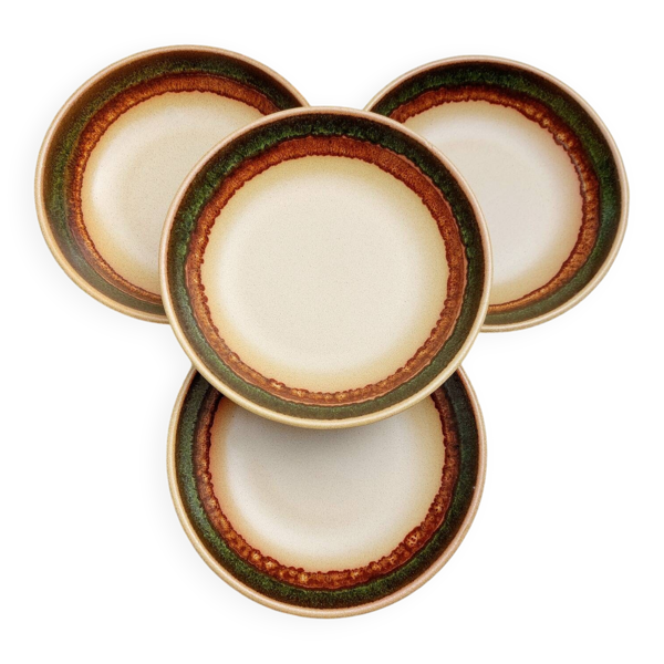 4 assiettes creuses en grès Badonviller