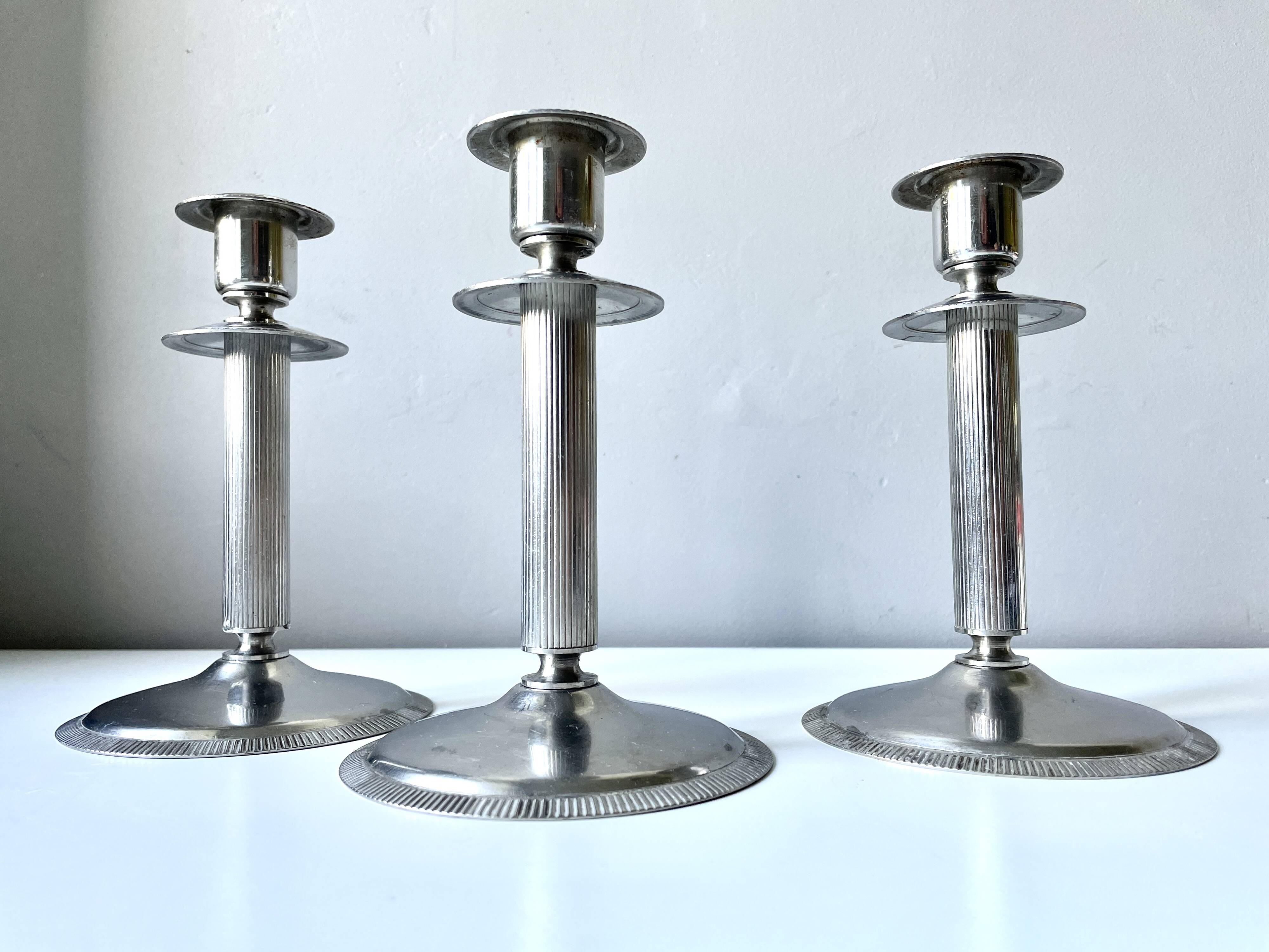 Set de 3 bougeoirs en inox