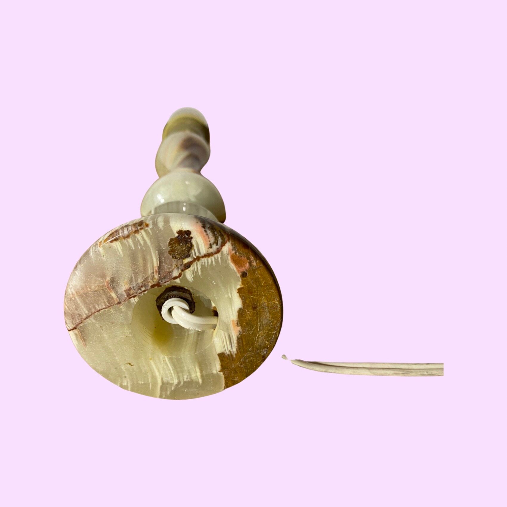 60s Green Marble Table Lamp From Denmark | Vintage Desk Lamp Green Marble With Brass Mid-Century