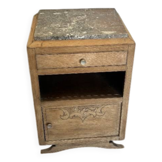 Art Deco single bedside table in solid oak, airbrushed