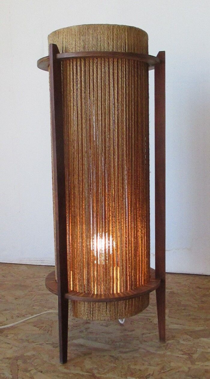 Teak and string lamp