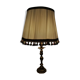 Lampe pied en bronze doré abat jour plissé