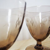 Set 8 engraved smoked glasses