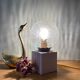 Vintage glass globe table lamp and wooden foot