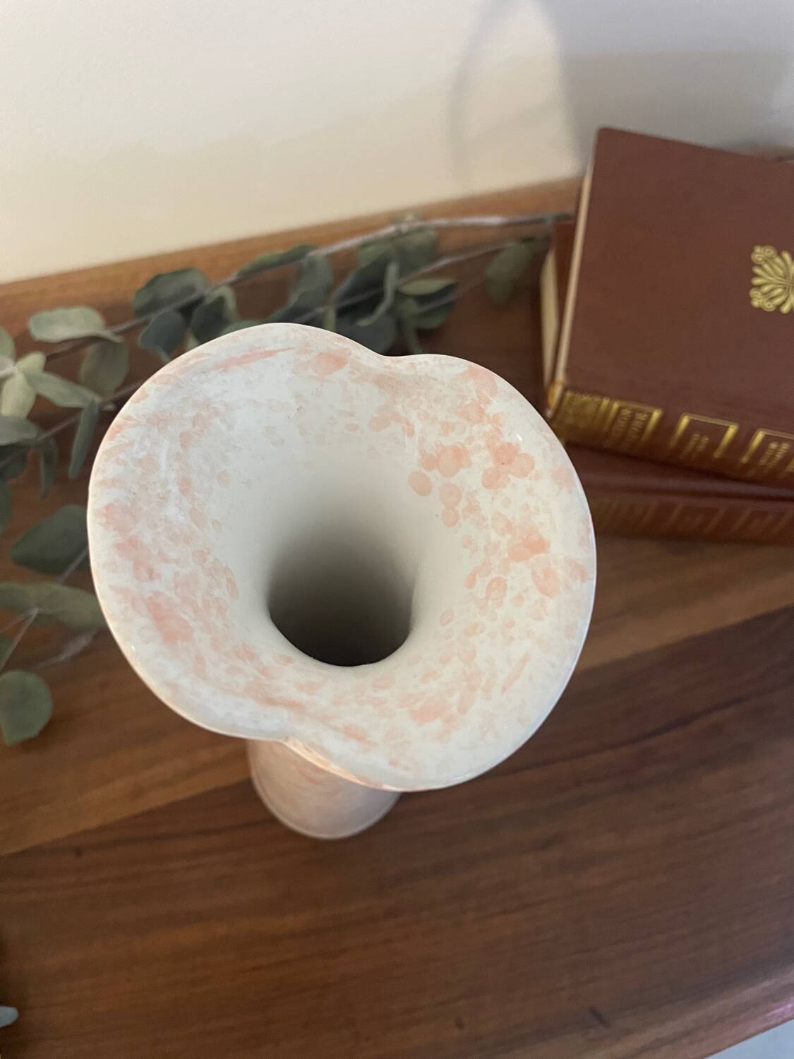 Vintage speckled pink vase