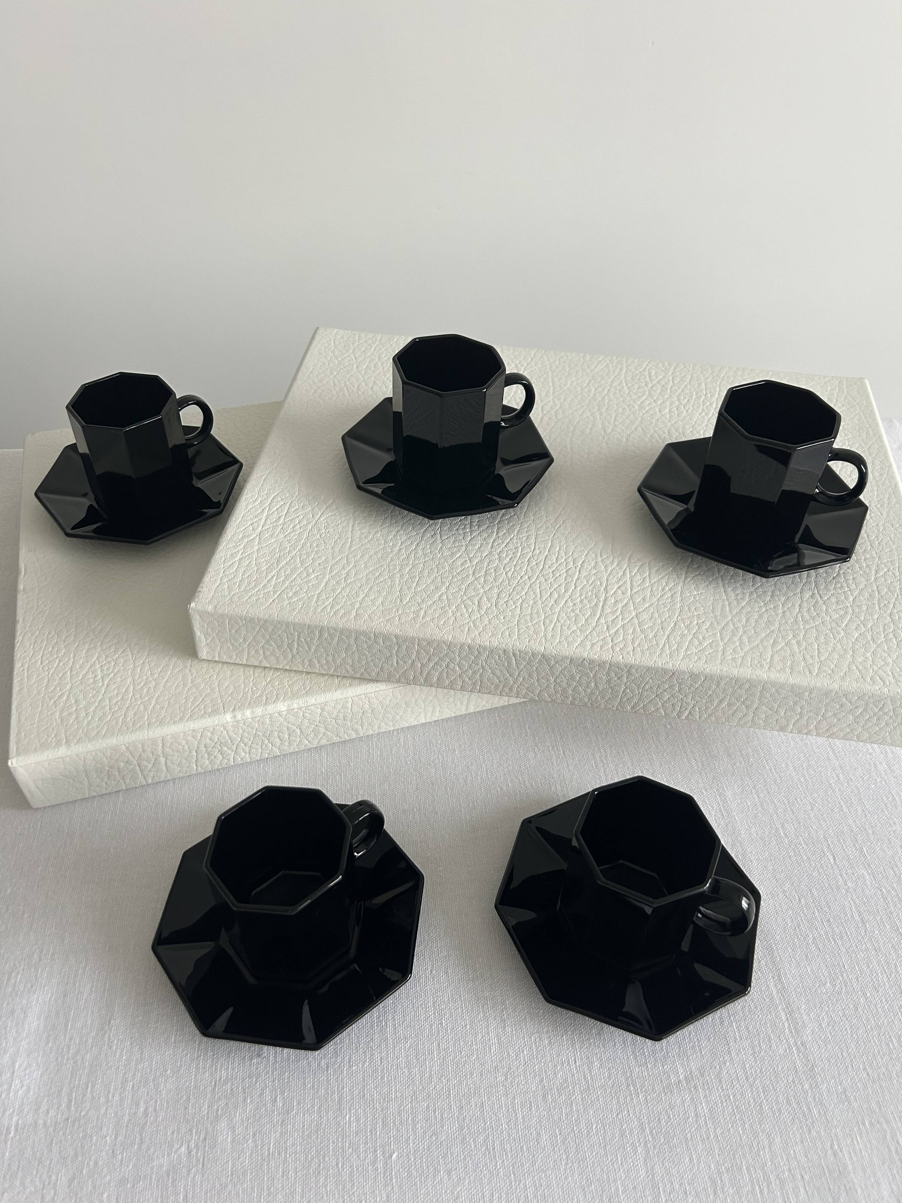 Vintage ESSO coffee set – 1970s – black ceramic